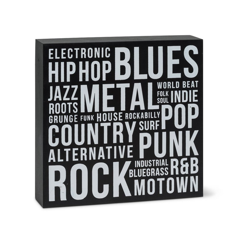 Music Genres Wooden Sign Block